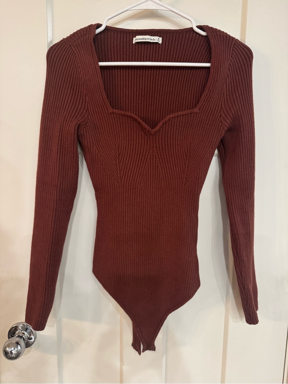 Abercrombie & Fitch Women's Ribbed Long-Sleeve Bodysuit - Wine